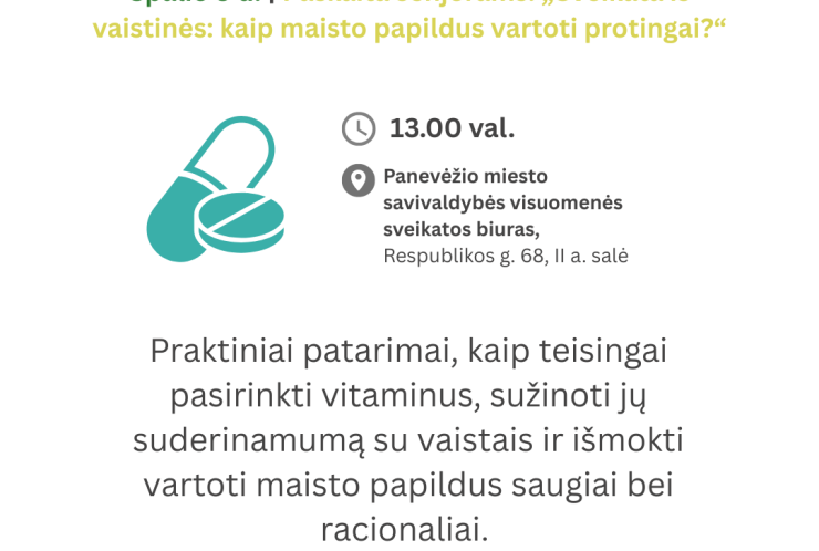 Paskaita senjorams: „Sveikata iš vaistinės: kaip maisto papildus vartoti protingai?“