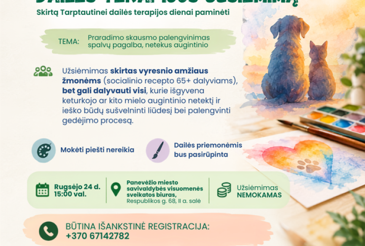 Kviečiame į dailės terapijos užsiėmimą „Praradimo skausmo palengvinimas spalvų pagalba, netekus augintinio“
